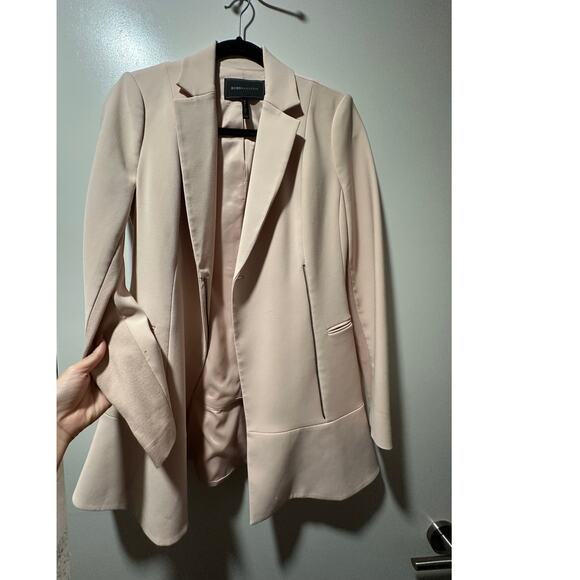 BCBGMAXAZRIA Women's Light Pink Nude Peplum Blazer Longline Size XXS - Picture 6 of 6